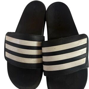 Adidas Black and White Slide Sandals